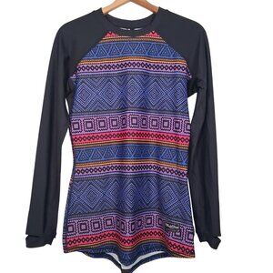 BlackStrap Performance Wear Baselayer Shirt Women M Purple Geometric Activewear